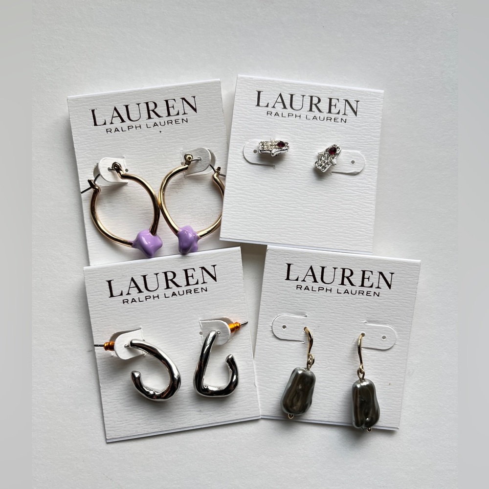 4 for $30 Lauren Ralph Lauren Earring Set Hoops, Hamsa, Stone Drops, Tortoise